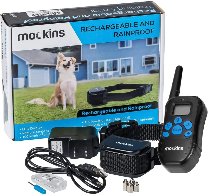 Mockins - Collar para perros con vibración de pitido y control remoto electrónico 100% resistente a la lluvia – Collar de distancia de 990 pies para perros ...