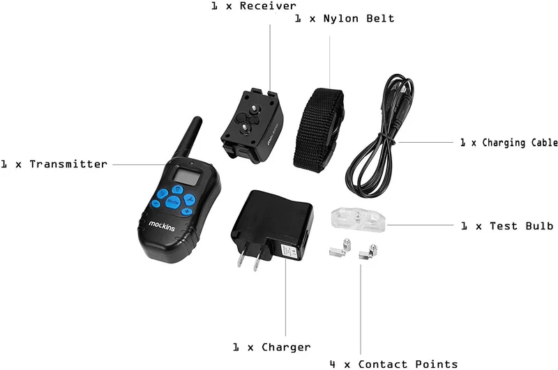 Mockins - Collar para perros con vibración de pitido y control remoto electrónico 100% resistente a la lluvia – Collar de distancia de 990 pies para perros ...