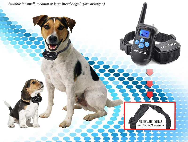 Mockins - Collar para perros con vibración de pitido y control remoto electrónico 100% resistente a la lluvia – Collar de distancia de 990 pies para perros ...