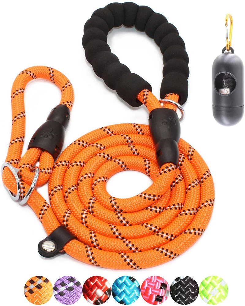 BAAPET Correa antideslizante para perro de 6 pies, antiasfixia con cubierta de cuerda duradera mejorada y asa acolchada cómoda para perros grandes, medianos y pequeños entrenamientos con bolsas de caca y dispensador