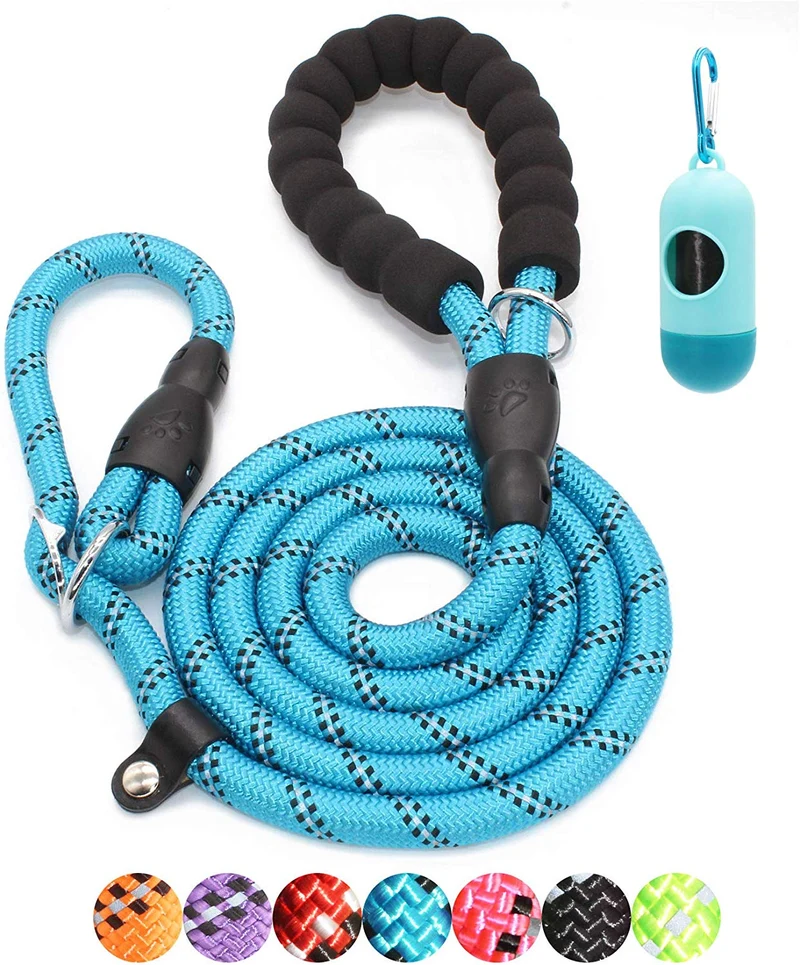 BAAPET Correa antideslizante para perro de 6 pies, antiasfixia con cubierta de cuerda duradera mejorada y asa acolchada cómoda para perros grandes, medianos y pequeños entrenamientos con bolsas de caca y dispensador
