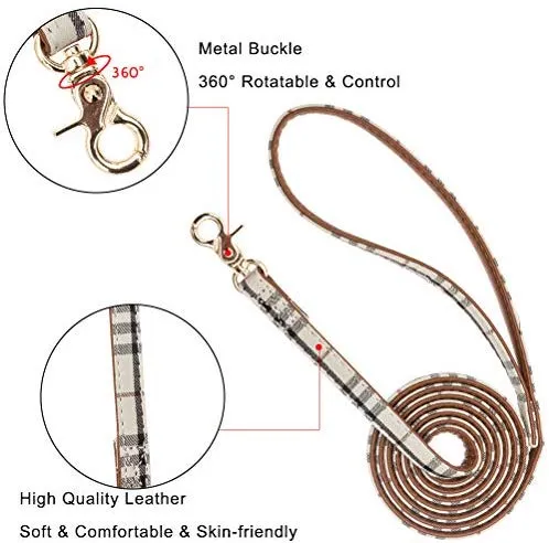 EXPAWLORER Juego de collar y correa para perro, clásico, a cuadros, ajustable, bandana y collares con campana para cachorros y gatos, 3 unidades