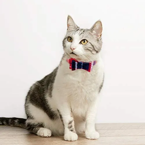 EXPAWLORER Juego de collar y correa para perro, clásico, a cuadros, ajustable, bandana y collares con campana para cachorros y gatos, 3 unidades