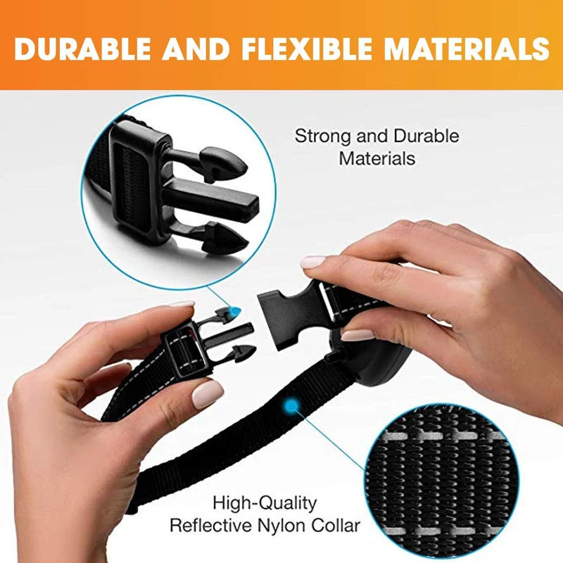 MONTAUR Collar de corteza de perro – sin vibración y sin sonido para perros – 7 niveles de sensibilidad anti ladridos – Collar de control de ladridos – 100% impermeable sin corteza, L, M, S, Anaranjado/azul