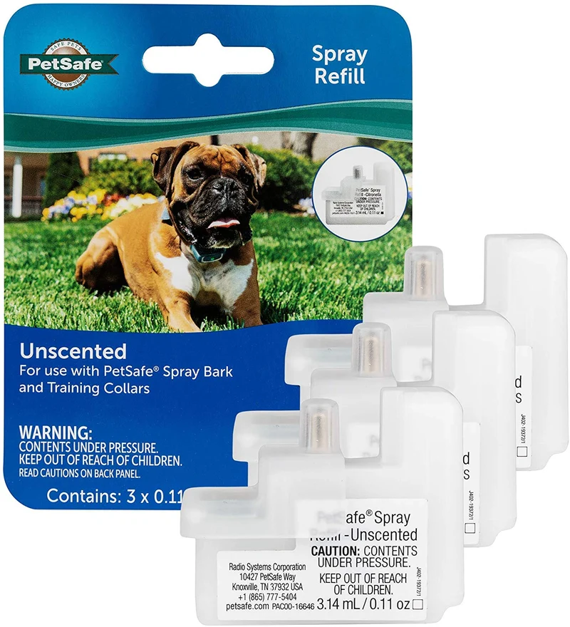 PetSafe - Recambio para corteza en aerosol, cartuchos de repuesto para el collar de corteza de pulverización, cartuchos de repuesto solamente, collar no incluido, paquete de 3