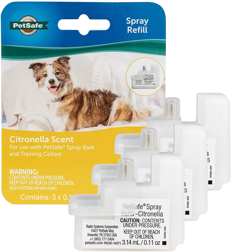 PetSafe - Recambio para corteza en aerosol, cartuchos de repuesto para el collar de corteza de pulverización, cartuchos de repuesto solamente, collar no incluido, paquete de 3