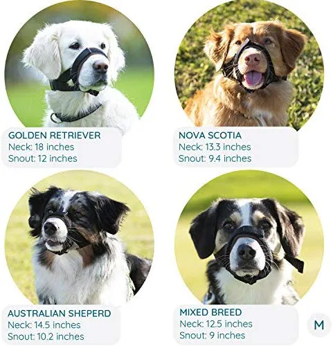 Suave protector de bozal para perros – evita morderse no deseado masticar de forma segura ajuste cómodo – acolchado de neopreno suave – no más rozaduras – Guía de entrenamiento incluida ayuda a construir lazos para mascotas