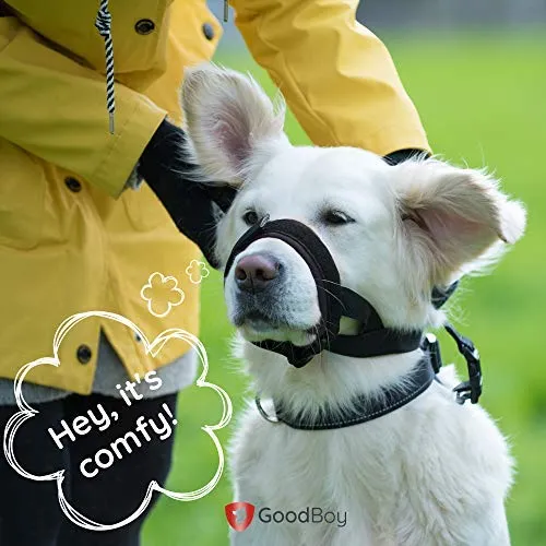 Suave protector de bozal para perros – evita morderse no deseado masticar de forma segura ajuste cómodo – acolchado de neopreno suave – no más rozaduras – Guía de entrenamiento incluida ayuda a construir lazos para mascotas