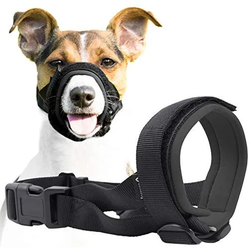 Suave protector de bozal para perros – evita morderse no deseado masticar de forma segura ajuste cómodo – acolchado de neopreno suave – no más rozaduras – Guía de entrenamiento incluida ayuda a construir lazos para mascotas