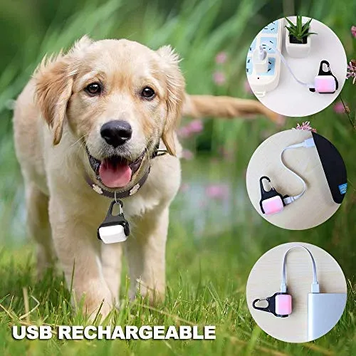 Derlights Luz para perro con USB recargable, collar de clip de luz, IP65 impermeable LED de seguridad luces de emergencia para perro para caminar por la noche, gatos, mascotas, camping o bicicleta, paquete de 2