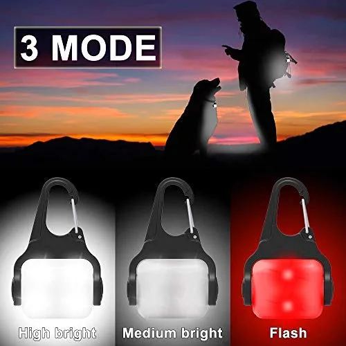 Derlights Luz para perro con USB recargable, collar de clip de luz, IP65 impermeable LED de seguridad luces de emergencia para perro para caminar por la noche, gatos, mascotas, camping o bicicleta, paquete de 2