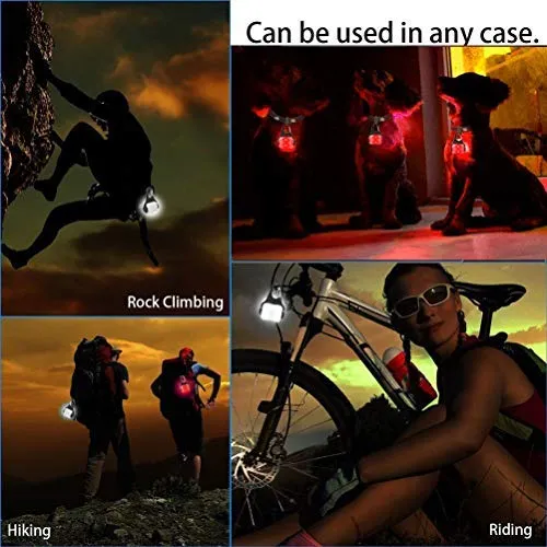 Derlights Luz para perro con USB recargable, collar de clip de luz, IP65 impermeable LED de seguridad luces de emergencia para perro para caminar por la noche, gatos, mascotas, camping o bicicleta, paquete de 2