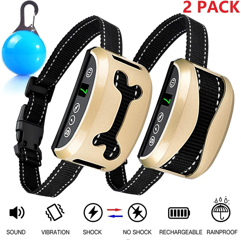 Awaiymi - Collar de corteza para perro, recargable, con 7 sensibilidades, vibración, choque seguro o no corteza, collar reflectante para perros pequeños, medianos y grandes