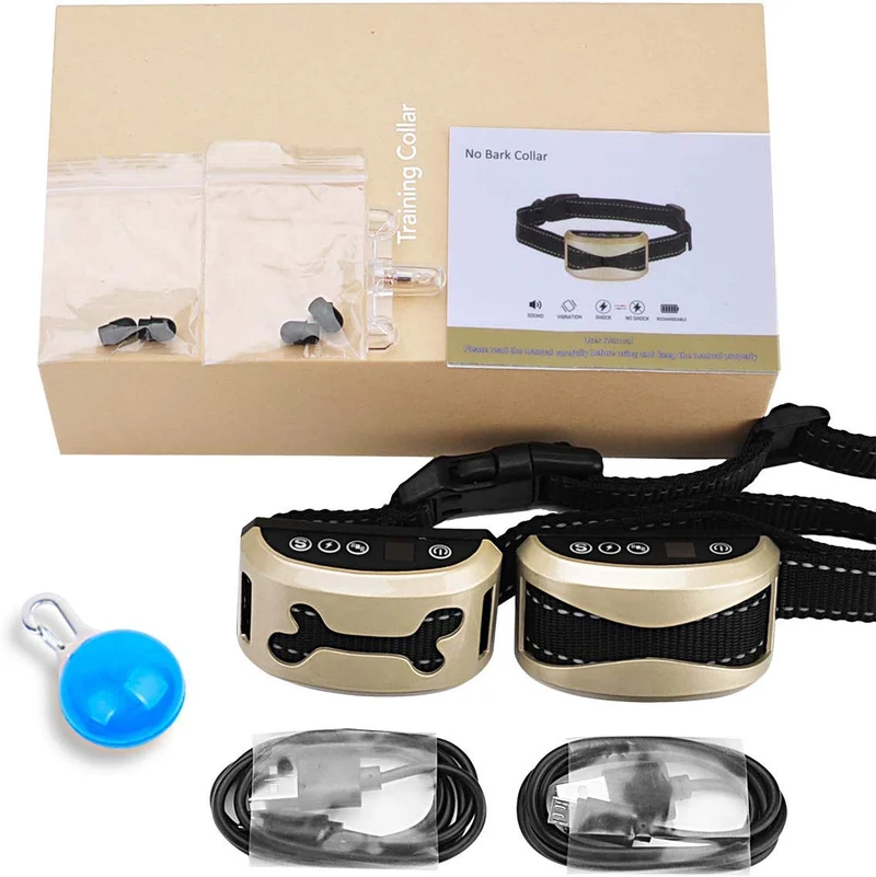 Awaiymi - Collar de corteza para perro, recargable, con 7 sensibilidades, vibración, choque seguro o no corteza, collar reflectante para perros pequeños, medianos y grandes