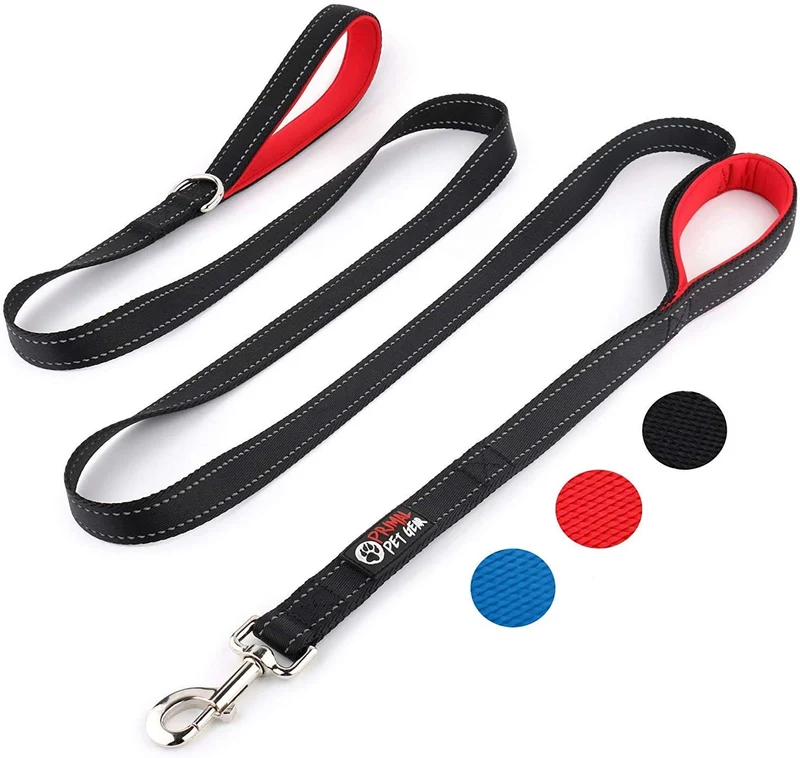 Correa de perro con 2 asas, extra larga, 8 pies, correa resistente, doble asa para mayor control, capacitación en seguridad, perfecto para perro tamaño grande o mediano, asas acolchadas para proteger al perro del tráfico