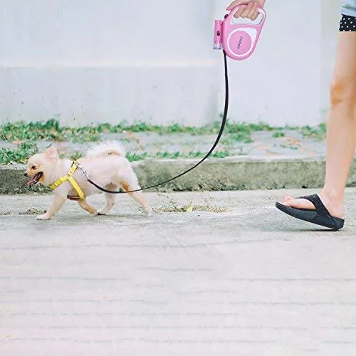 Upsky Correa retráctil para perro, 16 pies, escalable, correa para caminar para perro con linterna brillante para pequeño-mediano, libre de movimiento, un botón de rotura y bloqueo