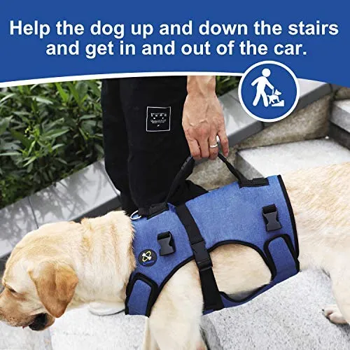 COODEO Arnés de elevación para perro, soporte de cuerpo completo y recuperación de resbalones, chaleco de rehabilitación para mascotas, correas ajustables y transpirables para ancianos, discapacitados, lesiones en las articulaciones, artritis, parálisis p