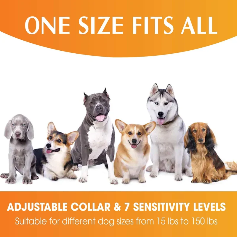MONTAUR Collar de corteza de perro – sin vibración y sin sonido para perros – 7 niveles de sensibilidad anti ladridos – Collar de control de ladridos – 100% impermeable sin corteza, L, M, S, Anaranjado/azul