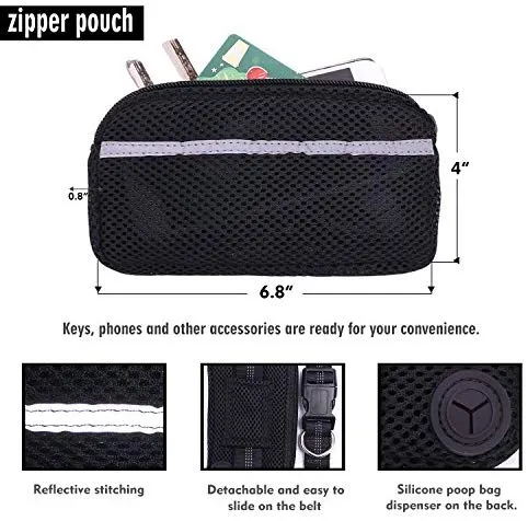Correa para perro de LANNEY, manos libres, para correr, caminar, entrenamiento, senderismo, con doble asa, con correa reflectante, bolsa dispensadora de bolsa de cuna, cinturón ajustable para la cintura, absorción de golpes, ideal para perros medianos a g