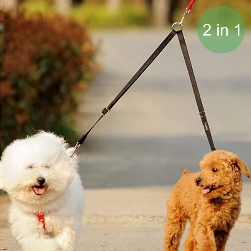vastar doble perro Walker, doble correa del perro ajustable para mascotas, antienredos Dos Perros Correa de entrenamiento para perros de hasta 110 libras, calidad premium Correa del perro Coupler para 2 Perros, 13,8 para 24 inch