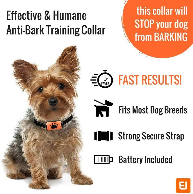 Collar para perros con corteza – detiene a los perros ladridos rápidamente! Dispositivos seguros anti ladridos Collares de control de entrenamiento, disuasorio para mascotas pequeñas, medianas y grandes. Sin golpes, mando a distancia o citronela. Disposit