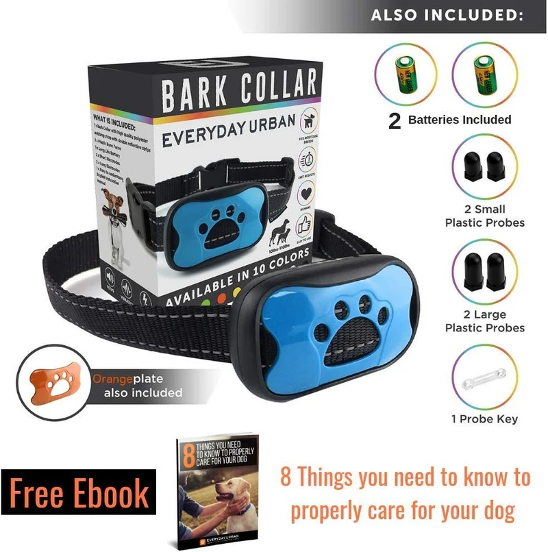 Collar para perros con corteza – detiene a los perros ladridos rápidamente! Dispositivos seguros anti ladridos Collares de control de entrenamiento, disuasorio para mascotas pequeñas, medianas y grandes. Sin golpes, mando a distancia o citronela. Disposit