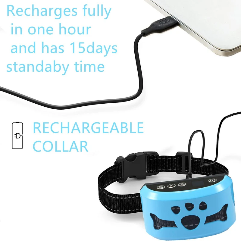 AHJDL Collar de corteza para perro, con efecto de corteza de perro, modo sin vibración, control de voz, collar de entrenamiento, con indicador LED y 7 sensibilidades, fácil de usar