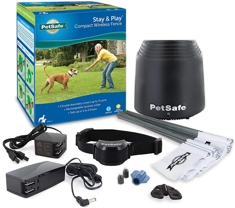 PetSafe Stay & Play Compact Wireless Fence for Dogs and Cats – from the Parent Company of INVISIBLE FENCE Brand – Above Ground Electric Pet Fence.