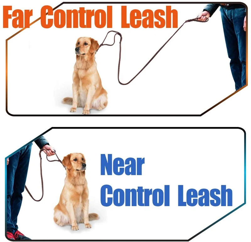 FOCUSPET Correa de piel para perro con doble asa, 6 pies, correa de piel trenzada con asa de tráfico, resistente, correa para perros grandes/medianos, mayor control de entrenamiento de seguridad, protege al perro en el tráfico, 6 pies