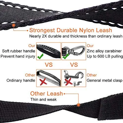 Wishnice - Correa elástica fuerte para perro de 5.9 ft con reflectante mejorado para perros medianos y grandes, 4 en 1, correa multifunción que absorbe los golpes con cinturón de asiento de coche, 2 asas acolchadas para entrenamiento de caminar control ad