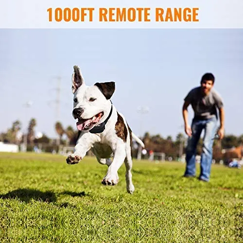 Petrainer PET998DRU Collar de entrenamiento para perro con collar de choque remoto para perros, collar de corteza con vibración de pitido, collar eléctrico para perro, rango de control remoto de 1000 pies