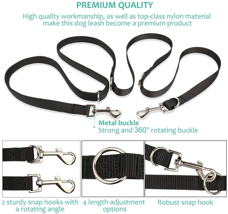 Correa para perros de oneisall, correas multifuncionales de entrenamiento para perros, correa doble de nailon de 8.0 ft para cachorros, perros pequeños y grandes