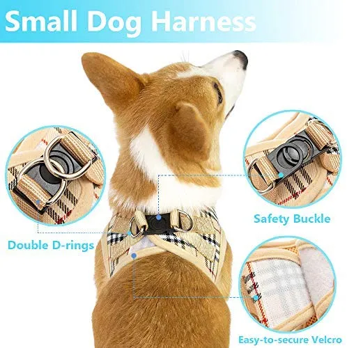 Cherpet - Arnés y correa para cachorro – Chaleco de seguridad a prueba de fugas para perros pequeños, a cuadros, ajustable, sin tirones, malla transpirable, suave para caminar fácilmente al aire libre, ajuste cómodo, gatitos pequeños animales