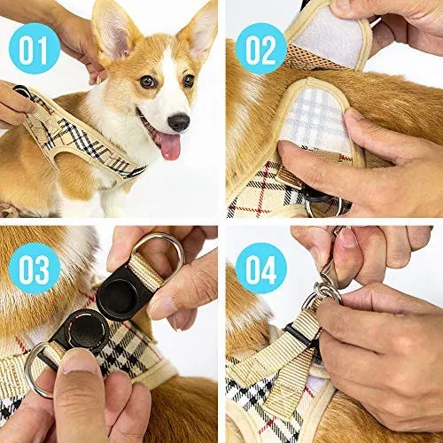 Cherpet - Arnés y correa para cachorro – Chaleco de seguridad a prueba de fugas para perros pequeños, a cuadros, ajustable, sin tirones, malla transpirable, suave para caminar fácilmente al aire libre, ajuste cómodo, gatitos pequeños animales