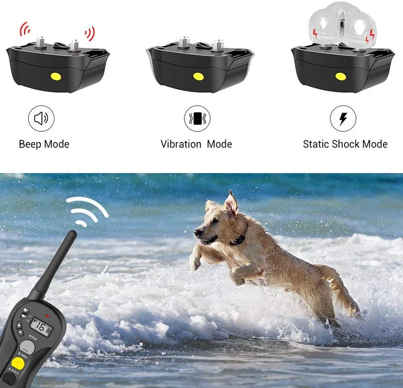 Collar de choque para perros, IPX7, resistente al agua, con mando a distancia, IPX5, 3000 pies, para entrenamiento de perro, efecto de entrenamiento rápido para perros pequeños, medianos y grandes