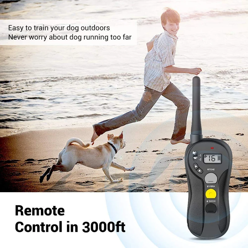 Collar de choque para perros, IPX7, resistente al agua, con mando a distancia, IPX5, 3000 pies, para entrenamiento de perro, efecto de entrenamiento rápido para perros pequeños, medianos y grandes
