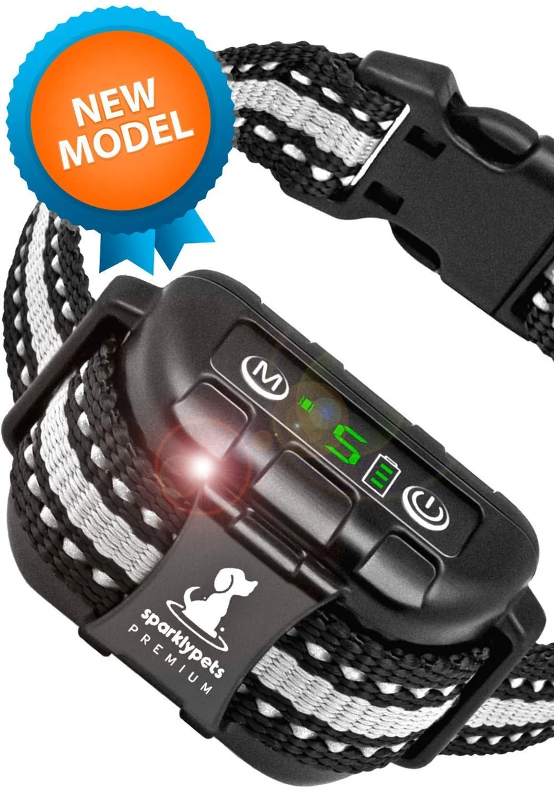 Smart recargable collar de corteza humana – anti ladridos collares de perro con vibración de pitido, sin daño, 5 niveles de sensibilidad – ajustable para perros grandes, medianos o pequeños – Smart Q9 dispositivo de control de corteza