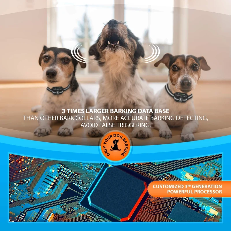 Smart recargable collar de corteza humana – anti ladridos collares de perro con vibración de pitido, sin daño, 5 niveles de sensibilidad – ajustable para perros grandes, medianos o pequeños – Smart Q9 dispositivo de control de corteza