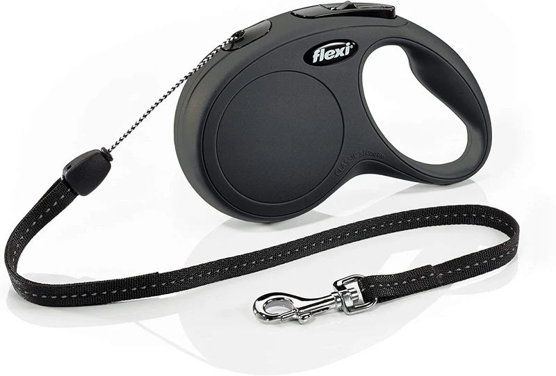 Flexi New Classic Correa retráctil para perro (cuerda), 26 pies, pequeña, color negro