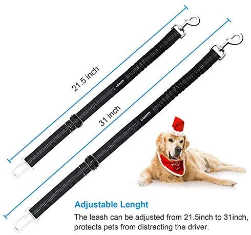 UNIPETTY Cinturón de seguridad para perro, retráctil Nlyon, correa de coche para mascotas, perros, gatos, correas de seguridad para mascotas, cinturón de seguridad para vehículos, negro, 2 unidades