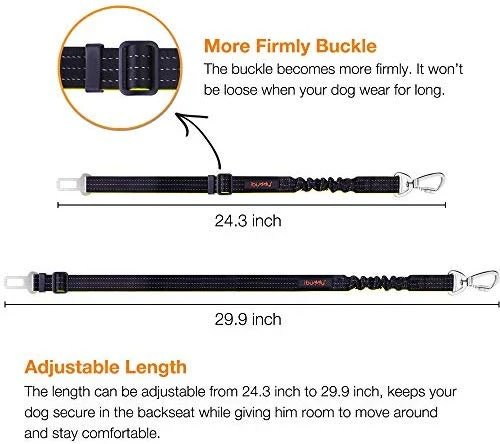 iBuddy - Cinturones de seguridad para perros pequeños, medianos y grandes, cinturón de seguridad ajustable para perros con doble gancho de seguridad y cinturón de seguridad elástico de nailon duradero para coche