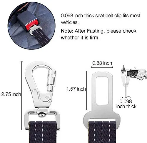 iBuddy - Cinturones de seguridad para perros pequeños, medianos y grandes, cinturón de seguridad ajustable para perros con doble gancho de seguridad y cinturón de seguridad elástico de nailon duradero para coche