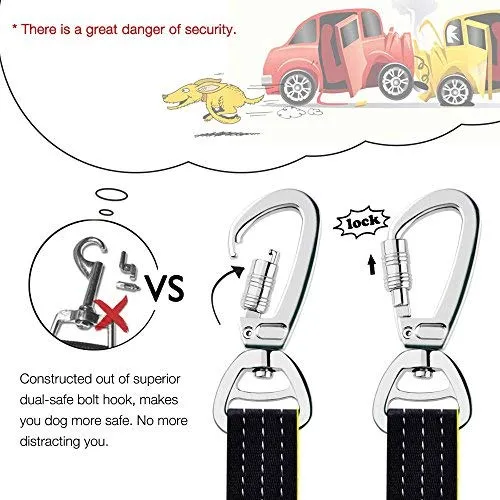 iBuddy - Cinturones de seguridad para perros pequeños, medianos y grandes, cinturón de seguridad ajustable para perros con doble gancho de seguridad y cinturón de seguridad elástico de nailon duradero para coche