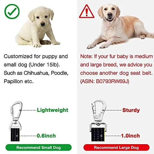 iBuddy - Cinturones de seguridad para perros pequeños, medianos y grandes, cinturón de seguridad ajustable para perros con doble gancho de seguridad y cinturón de seguridad elástico de nailon duradero para coche