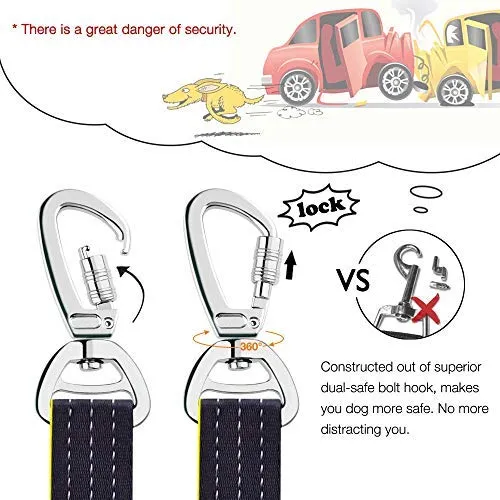 iBuddy - Cinturones de seguridad para perros pequeños, medianos y grandes, cinturón de seguridad ajustable para perros con doble gancho de seguridad y cinturón de seguridad elástico de nailon duradero para coche