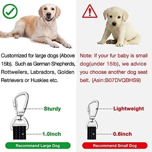iBuddy - Cinturones de seguridad para perros pequeños, medianos y grandes, cinturón de seguridad ajustable para perros con doble gancho de seguridad y cinturón de seguridad elástico de nailon duradero para coche
