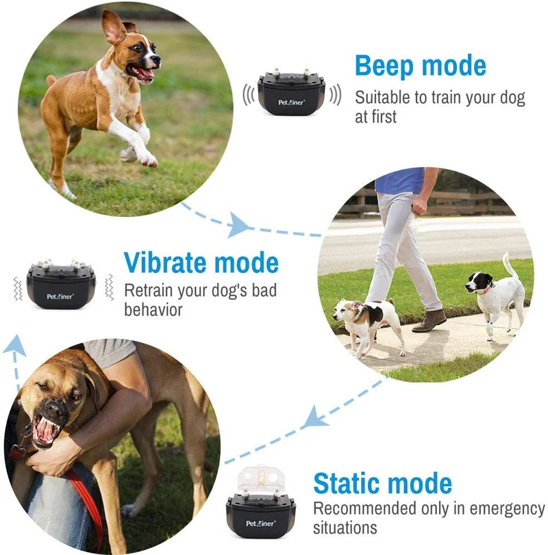 petrainer PET998DRB2 Collar de entrenamiento recargable para perro, impermeable, mando a distancia de alcance 330 yardas, collar de choques, vibra y choque electrónico