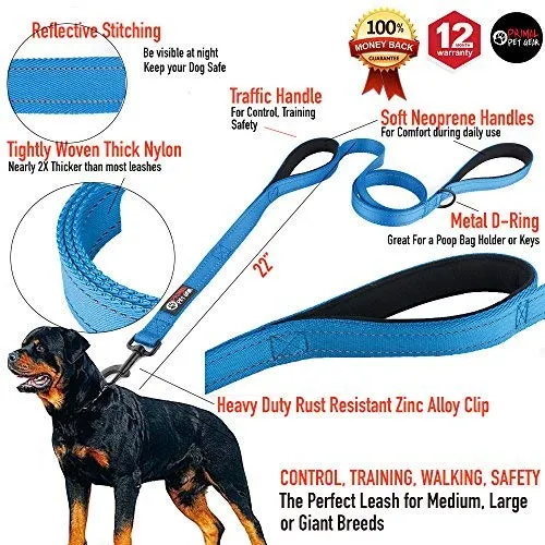 Primal Pet Gear - Correa para perro de 5.9 ft de largo, clip más fuerte, con dos asas acolchadas de tráfico, resistente, con asas dobles para entrenamiento de seguridad, correas para perros grandes o medianos