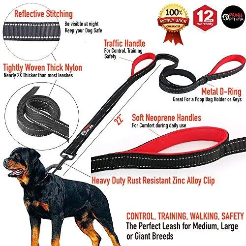Primal Pet Gear - Correa para perro de 5.9 ft de largo, clip más fuerte, con dos asas acolchadas de tráfico, resistente, con asas dobles para entrenamiento de seguridad, correas para perros grandes o medianos