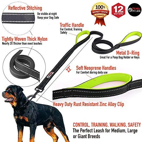 Primal Pet Gear - Correa para perro de 5.9 ft de largo, clip más fuerte, con dos asas acolchadas de tráfico, resistente, con asas dobles para entrenamiento de seguridad, correas para perros grandes o medianos
